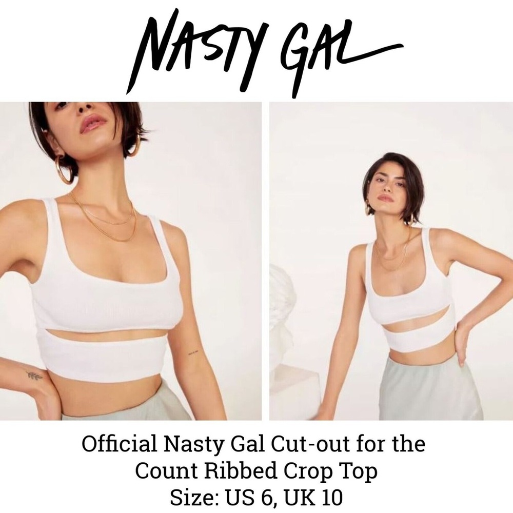 *2/$12* NWT Nasty Gal “Cut Out For The Count” White Crop Top. Size 6